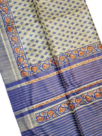 Pastel Bhagalpur Pure Ghicha Tussar Silk Block Printed Saree - Luxurion World