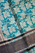 Elegant Blue Ghicha Tussar Silk Saree with Block Print - Luxurion World
