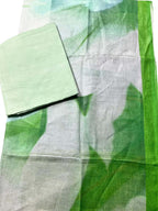 Stunning Green & White Bhagalpur Pure Linen Digital Printed Saree - Luxurion World