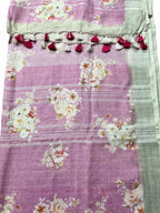 Stunning Pink Bhagalpur Pure Linen Digital Printed Saree - Luxurion World