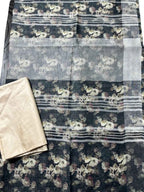 Multicolor Bhagalpur Pure Linen Digital Printed Saree - Luxurion World