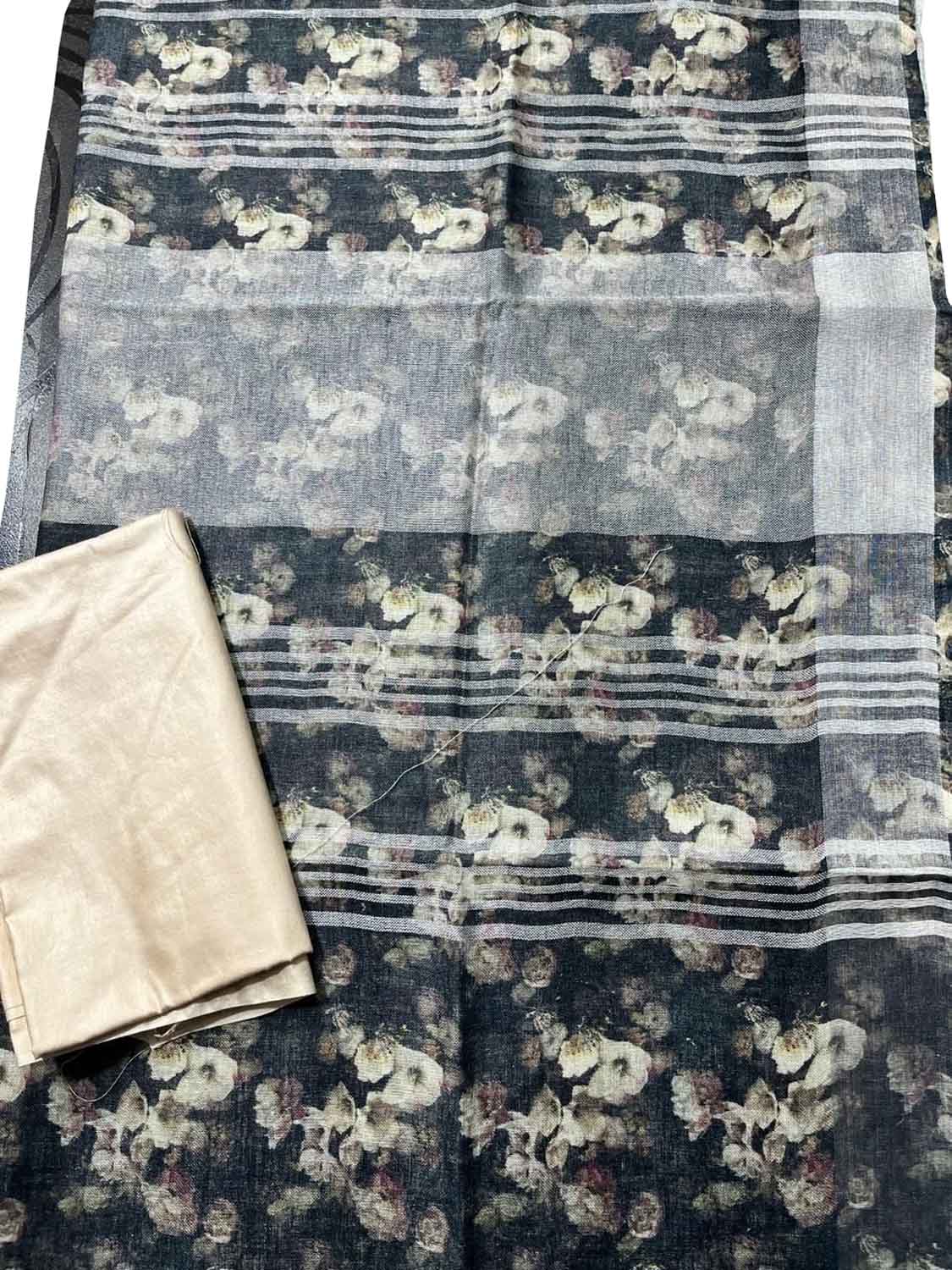 Multicolor Bhagalpur Pure Linen Digital Printed Saree - Luxurion World