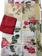 Multicolor Bhagalpur Pure Linen Digital Printed Saree - Luxurion World