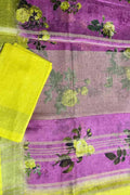 Stunning Pink Bhagalpur Pure Linen Digital Printed Saree - Luxurion World