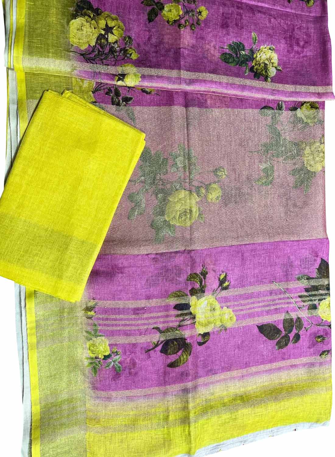 Stunning Pink Bhagalpur Pure Linen Digital Printed Saree - Luxurion World