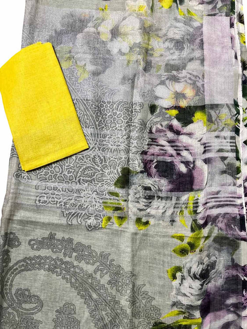 Multicolor Bhagalpur Pure Linen Digital Printed Saree - Luxurion World
