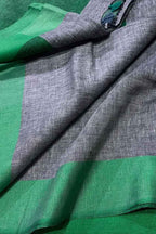 Grey And Green Bhagalpur Pure Linen Saree - Luxurion World