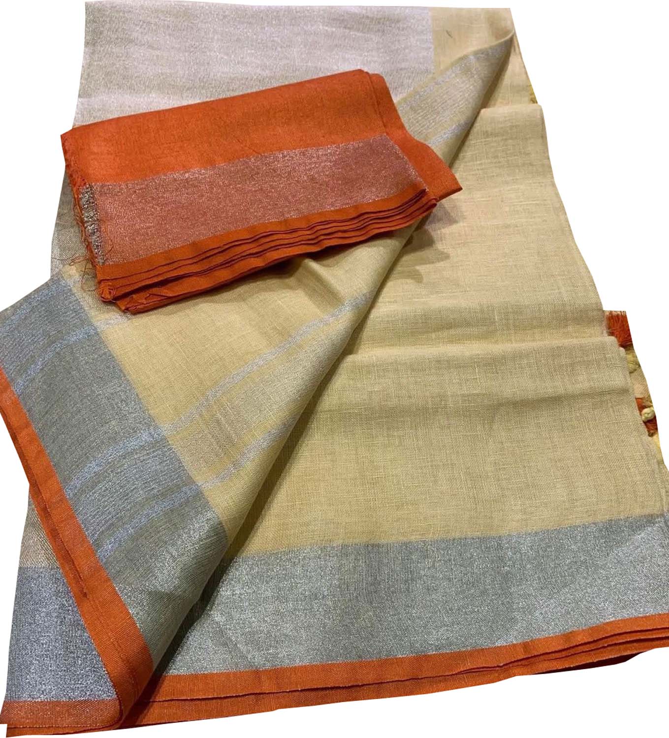 Multicolor Bhagalpur Pure Linen Saree - Luxurion World