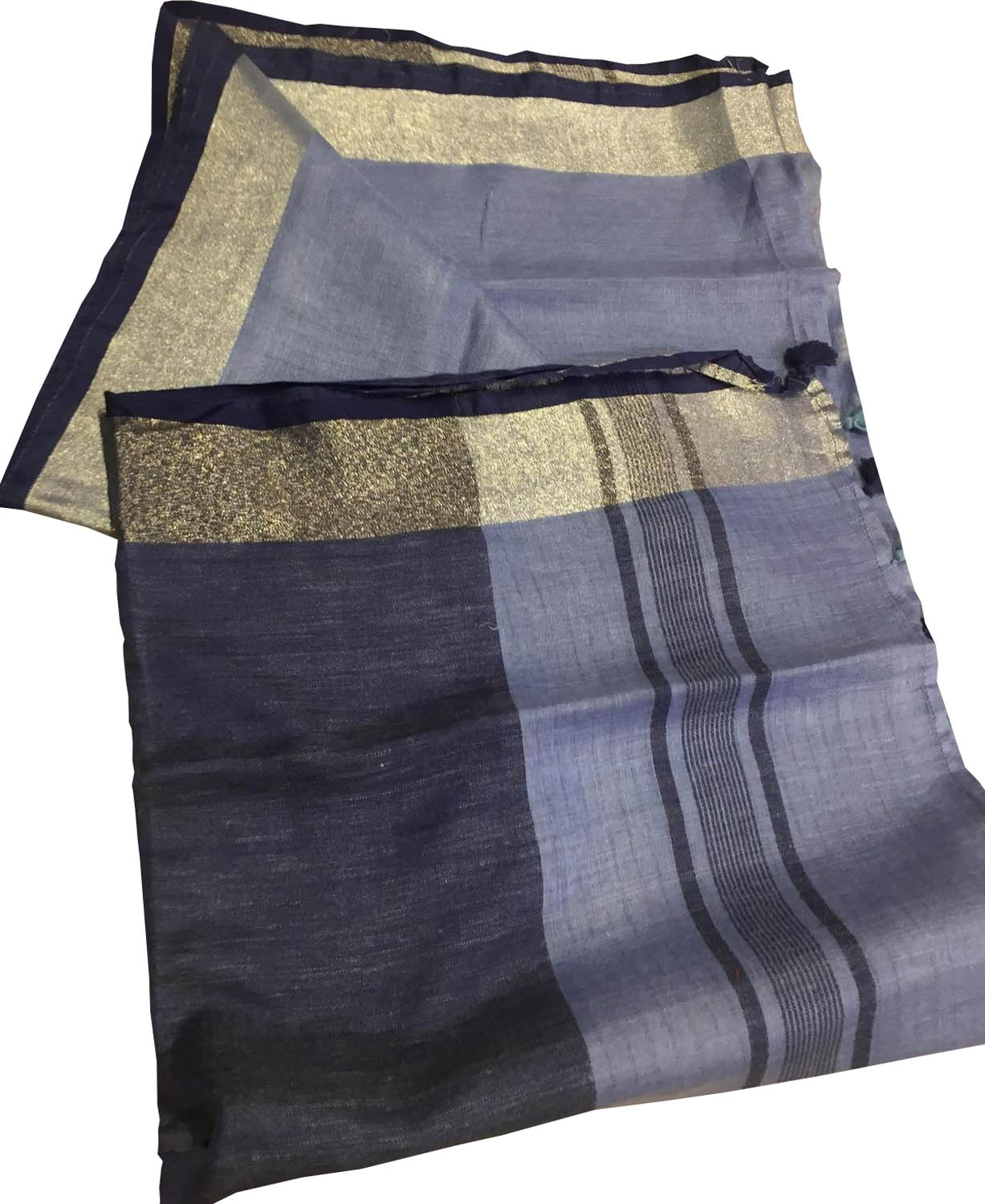 Blue Bhagalpur Pure Linen Saree - Luxurion World