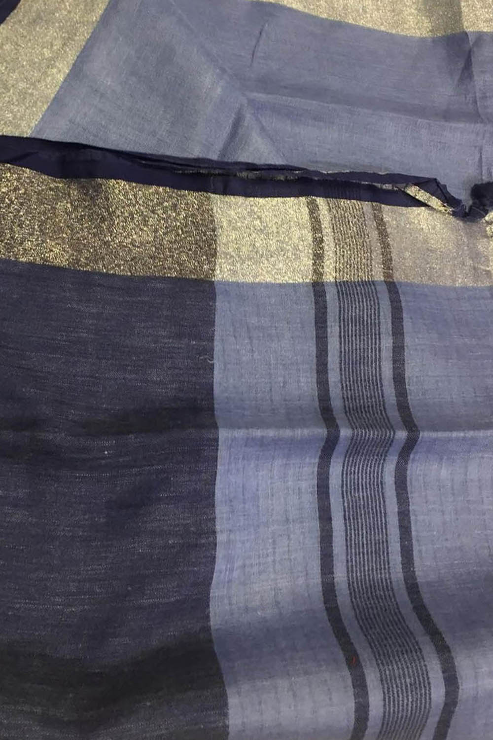 Blue Bhagalpur Pure Linen Saree - Luxurion World