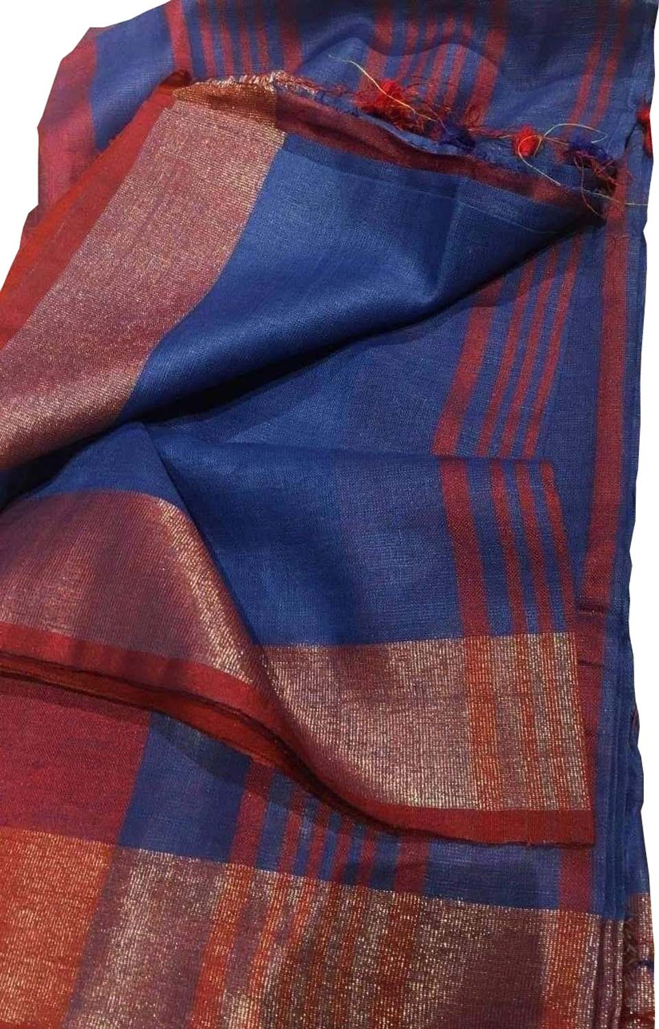 Blue Bhagalpur Pure Linen Saree - Luxurion World