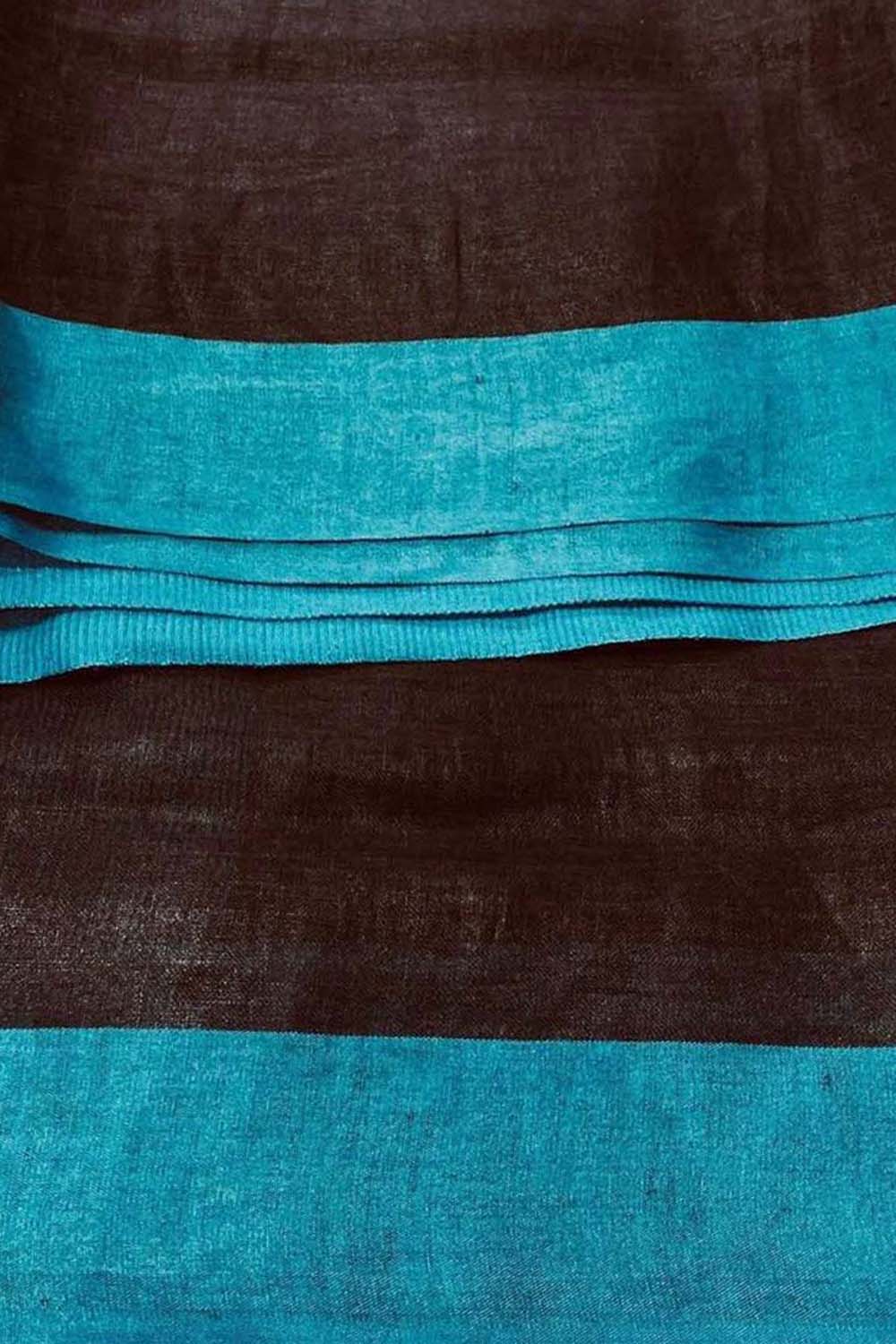 Black Bhagalpur Pure Linen Saree - Luxurion World