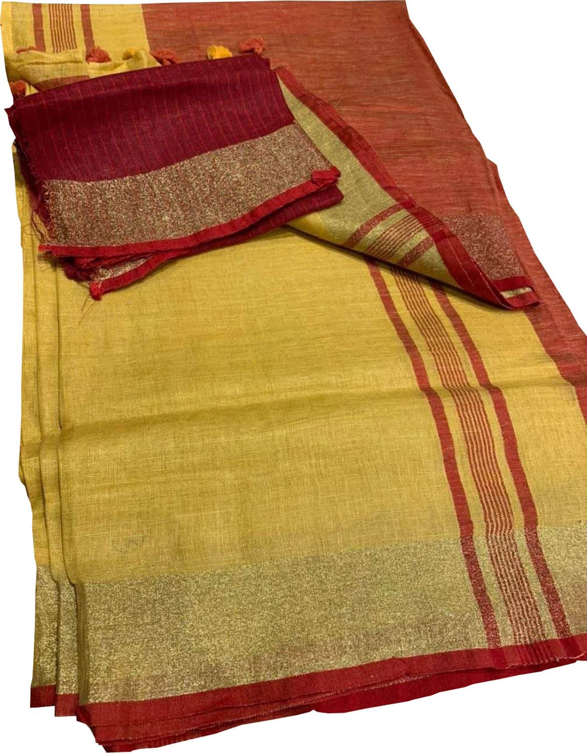 Multicolor Bhagalpur Pure Linen Saree - Luxurion World
