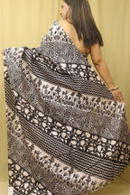 Elegant Black Block Printed Bishnupuri Silk Saree - Luxurion World