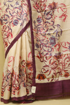 Pastel Block Printed Tussar Silk Saree: Elegant and Ethereal - Luxurion World