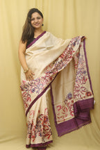 Pastel Block Printed Tussar Silk Saree: Elegant and Ethereal - Luxurion World