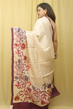 Pastel Block Printed Tussar Silk Saree: Elegant and Ethereal - Luxurion World