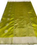 Green Chanderi Handloom Pure Katan Silk Saree - Luxurion World
