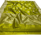 Green Chanderi Handloom Pure Katan Silk Saree - Luxurion World