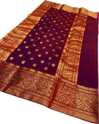 Purple Chanderi Handloom Pure Katan Silk Saree - Luxurion World
