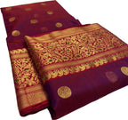 Purple Chanderi Handloom Pure Katan Silk Saree - Luxurion World