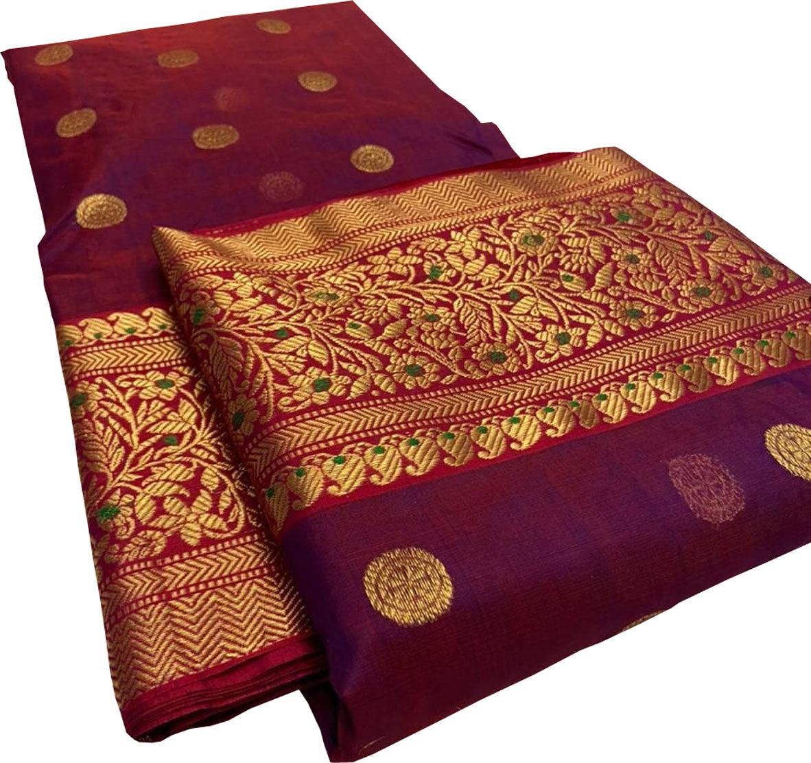 Purple Chanderi Handloom Pure Katan Silk Saree - Luxurion World