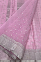 Exquisite Pink Chanderi Handloom Silk Saree - Luxurion World