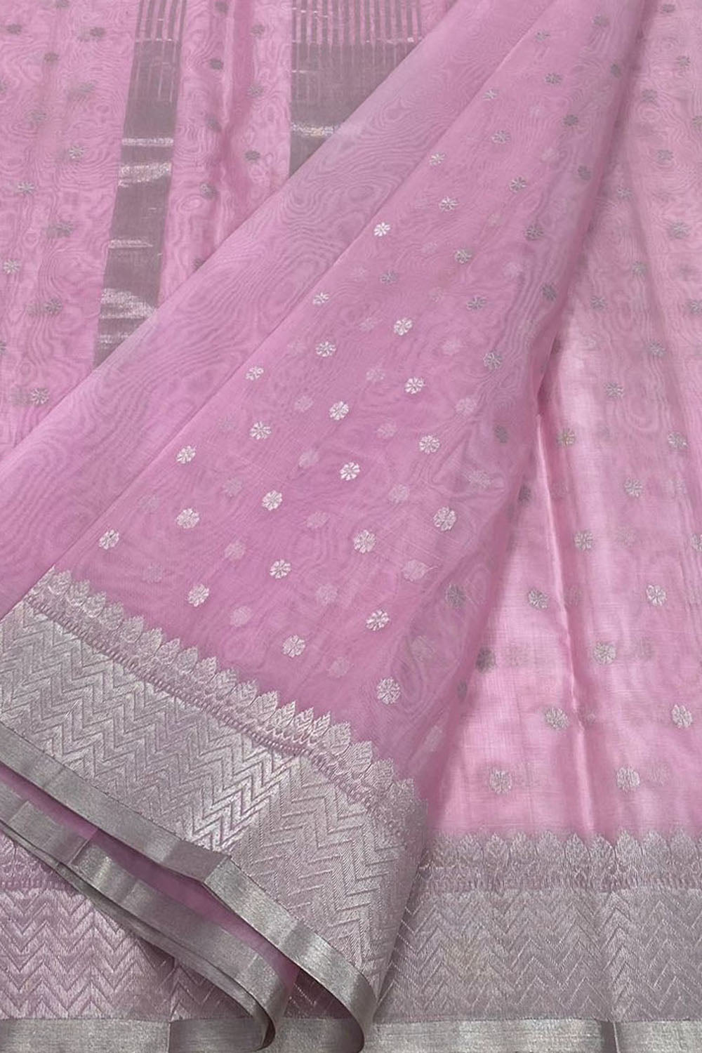 Exquisite Pink Chanderi Handloom Silk Saree - Luxurion World