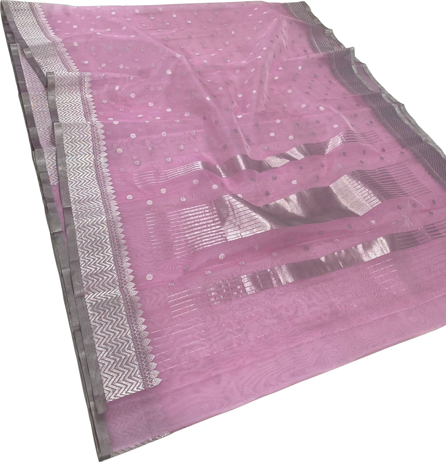 Exquisite Pink Chanderi Handloom Silk Saree - Luxurion World