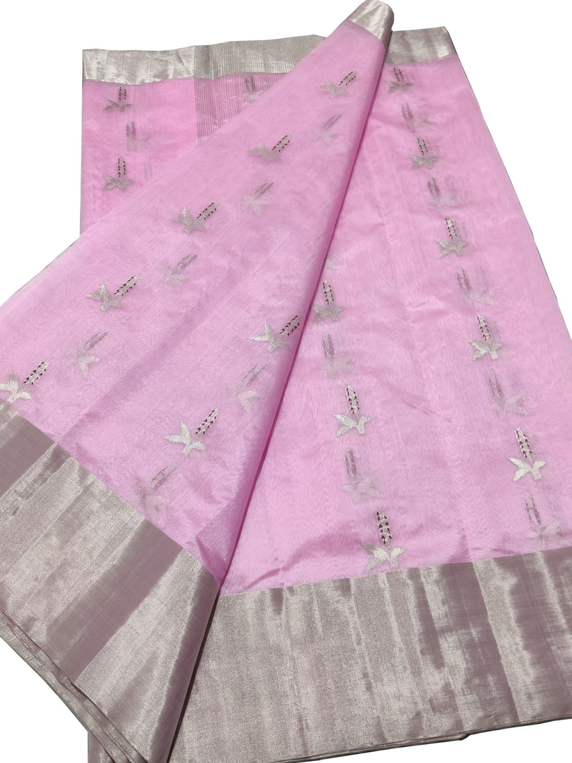 Exquisite Pink Chanderi Handloom Silk Saree - Luxurion World