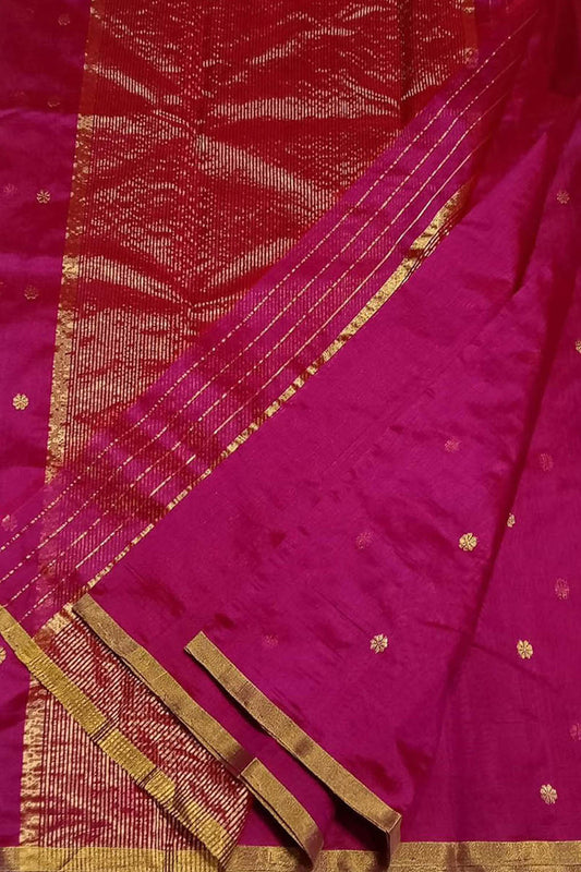 Exquisite Pink Chanderi Handloom Silk Saree