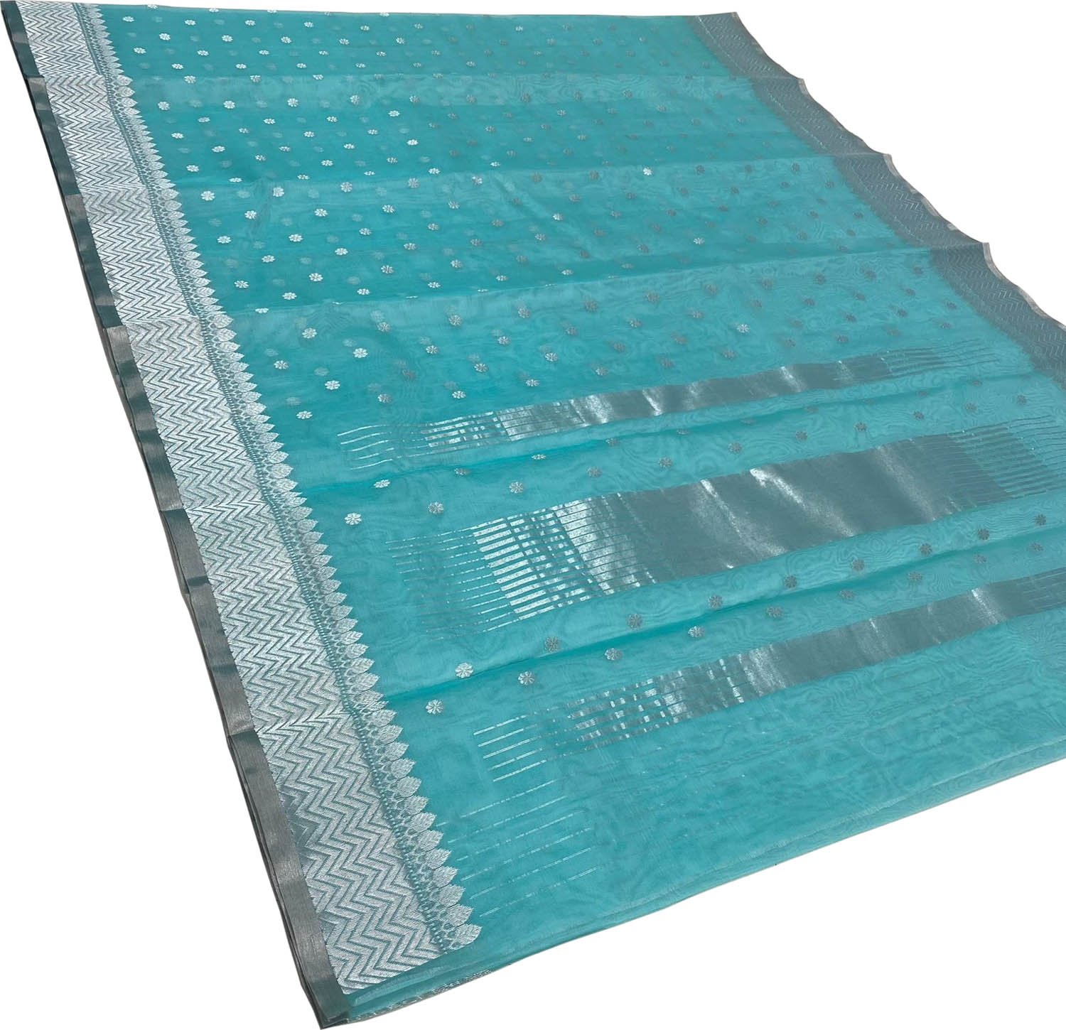 Blue Chanderi Handloom Silk Saree - Pure Elegance - Luxurion World