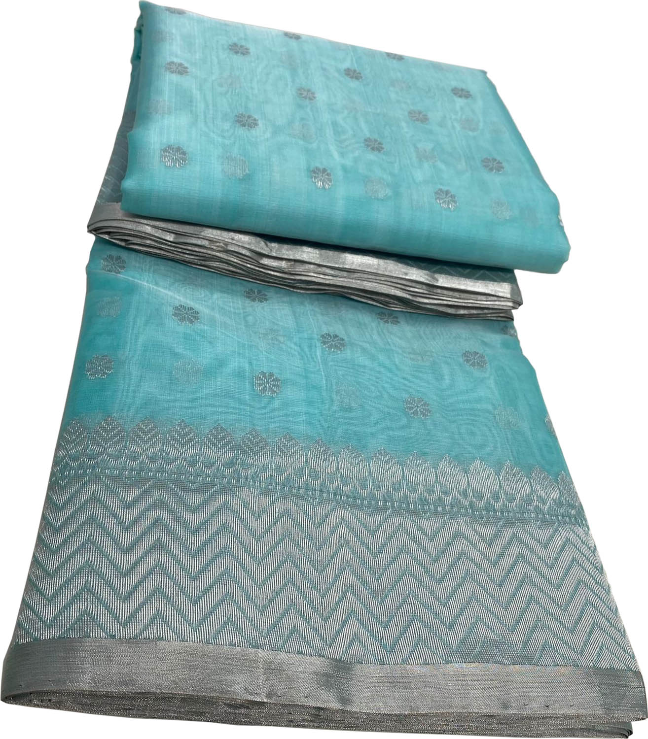 Blue Chanderi Handloom Silk Saree - Pure Elegance - Luxurion World