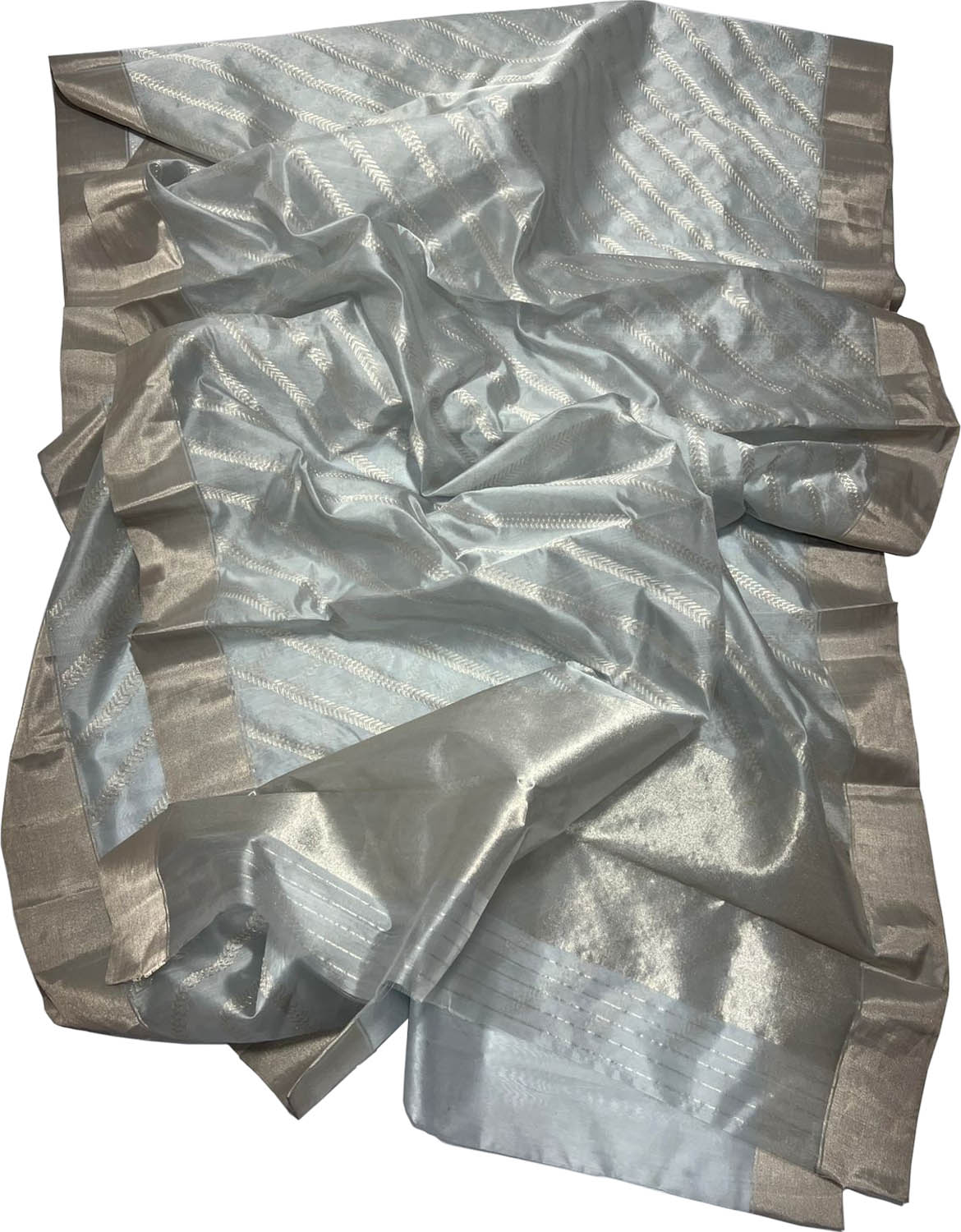 Elegant Grey Chanderi Silk Saree - Handloom Pure Pattu - Luxurion World