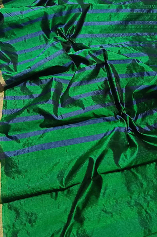 Ethically made Green Chanderi Silk Saree - Luxurion World
