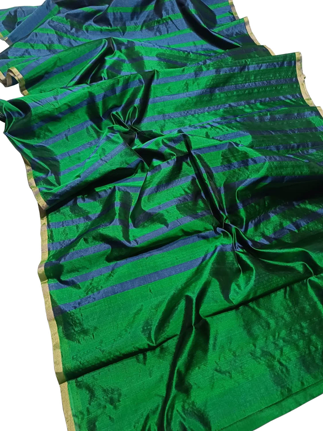 Ethically made Green Chanderi Silk Saree - Luxurion World