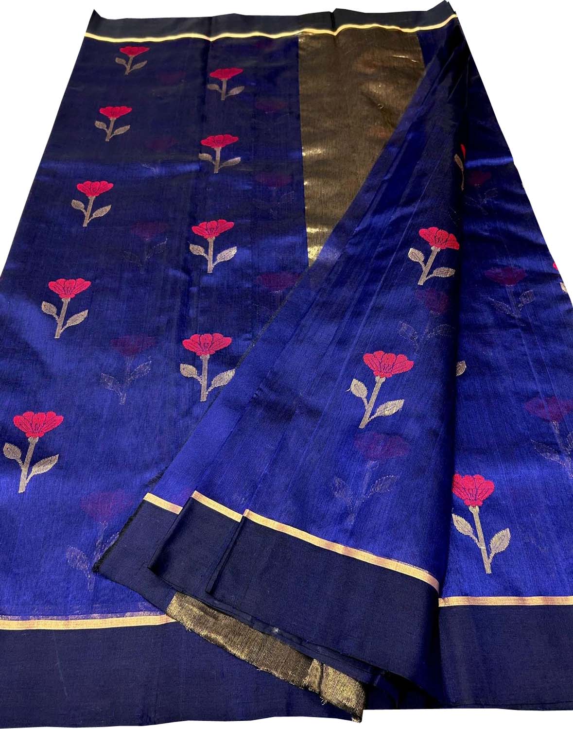 Blue Chanderi Handloom Silk Saree - Elegant and Pure - Luxurion World