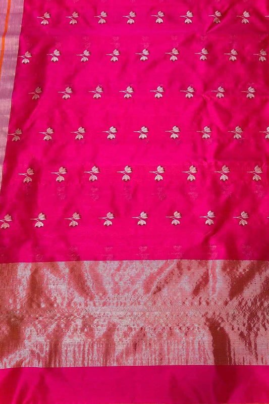 Exquisite Pink Chanderi Handloom Paithani Silk Saree