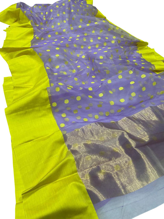 Stunning Purple Chanderi Silk Saree - Handloom Beauty - Luxurion World