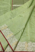 Ethically made Green Chanderi Silk Saree - Luxurion World
