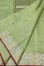 Ethically made Green Chanderi Silk Saree - Luxurion World