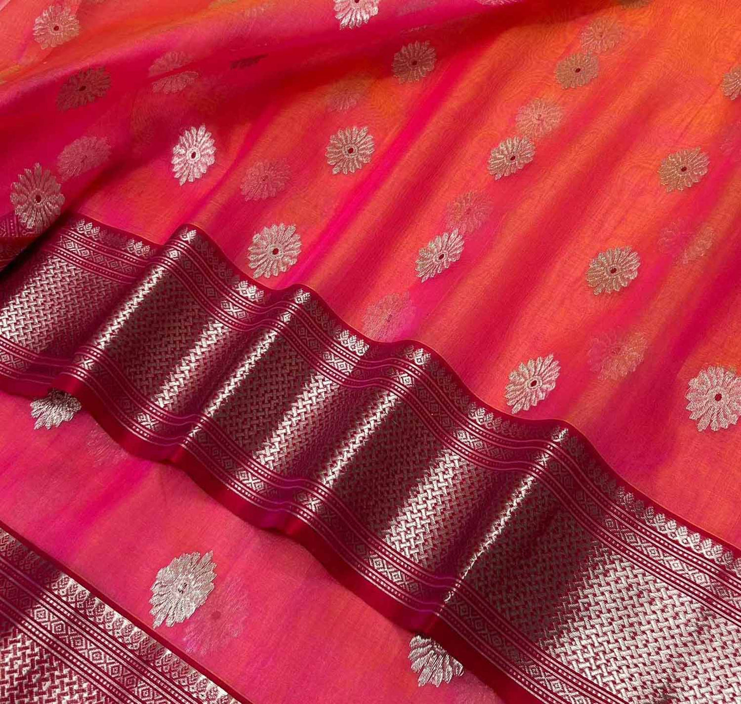 Beautiful Pink Chanderi Handloom Katan Silk Saree - Luxurion World