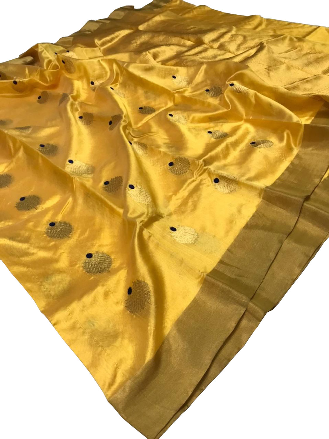 Yellow Chanderi Handloom Katan Silk Saree - Luxurion World