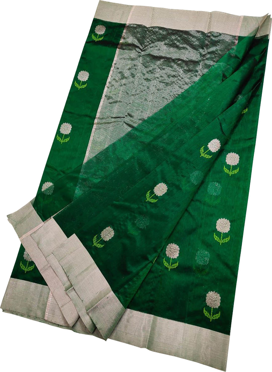 Green Chanderi Handloom Silk Saree - Pure Elegance - Luxurion World