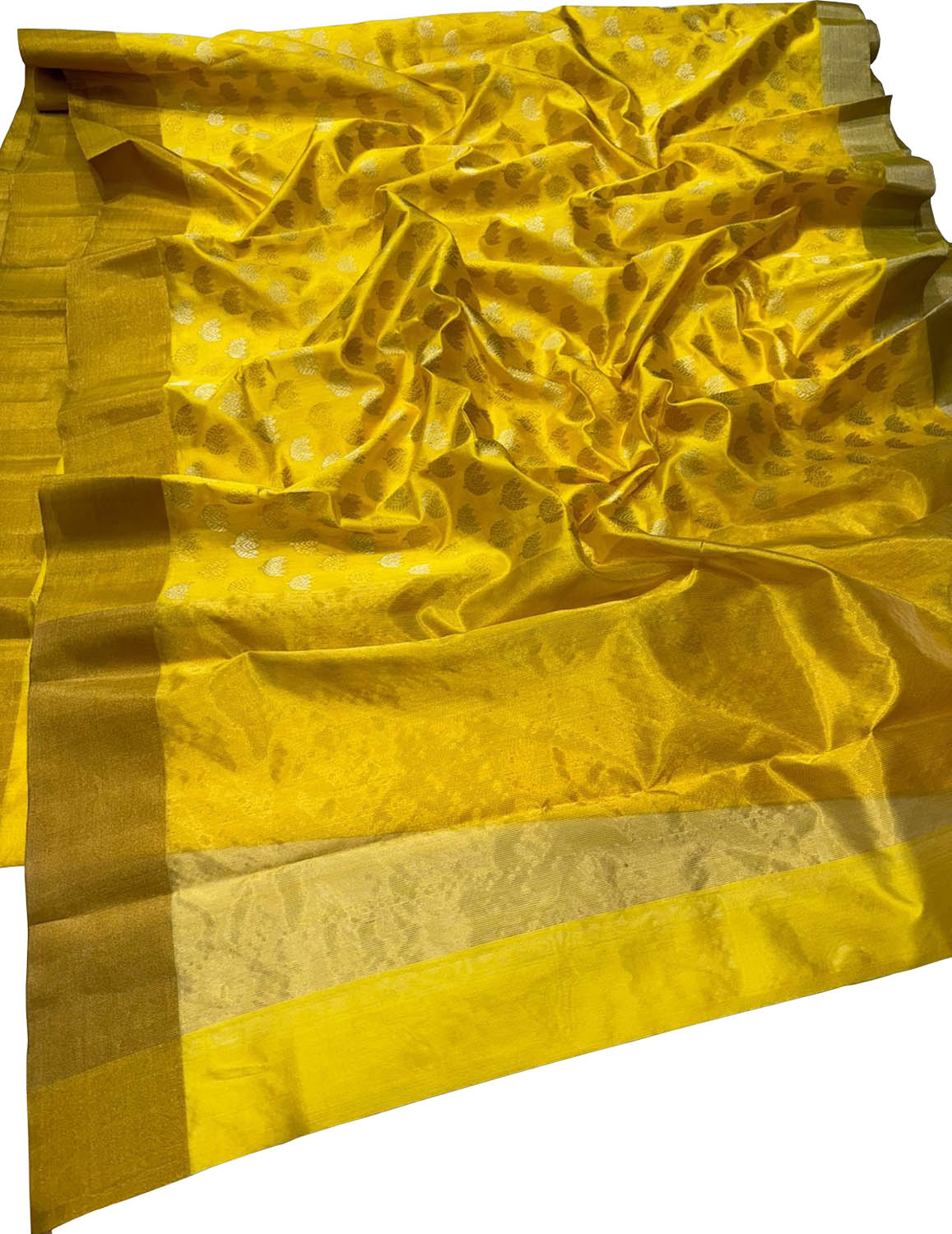 Yellow Chanderi Handloom Katan Silk Saree - Luxurion World