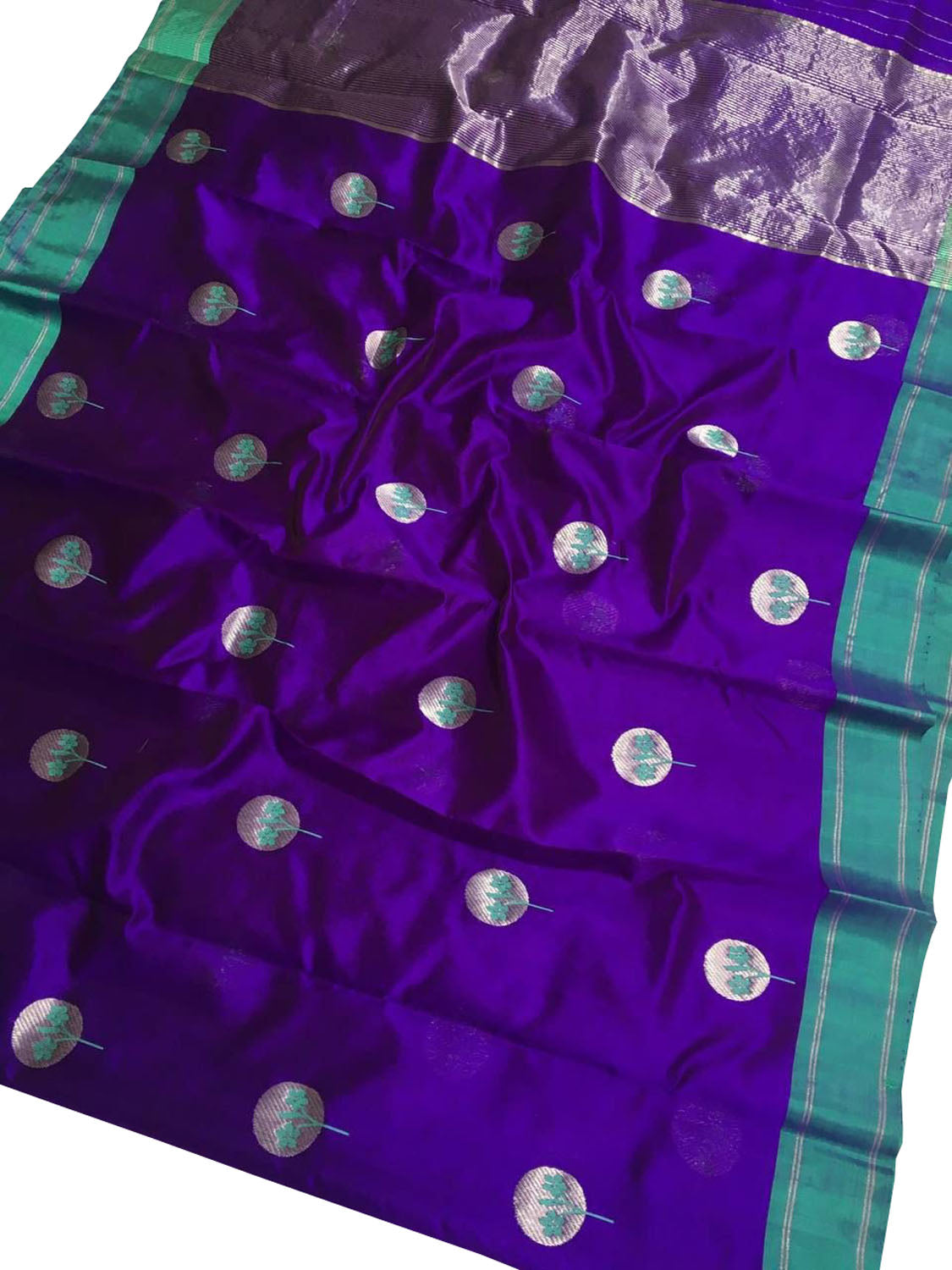 Exquisite Purple Chanderi Handloom Pure Katan Silk Saree - Luxurion World