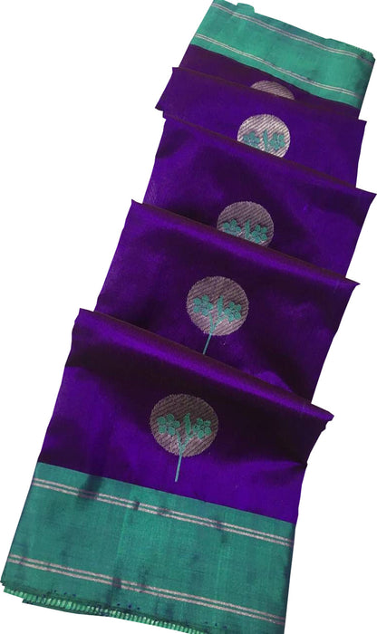 Exquisite Purple Chanderi Handloom Pure Katan Silk Saree - Luxurion World