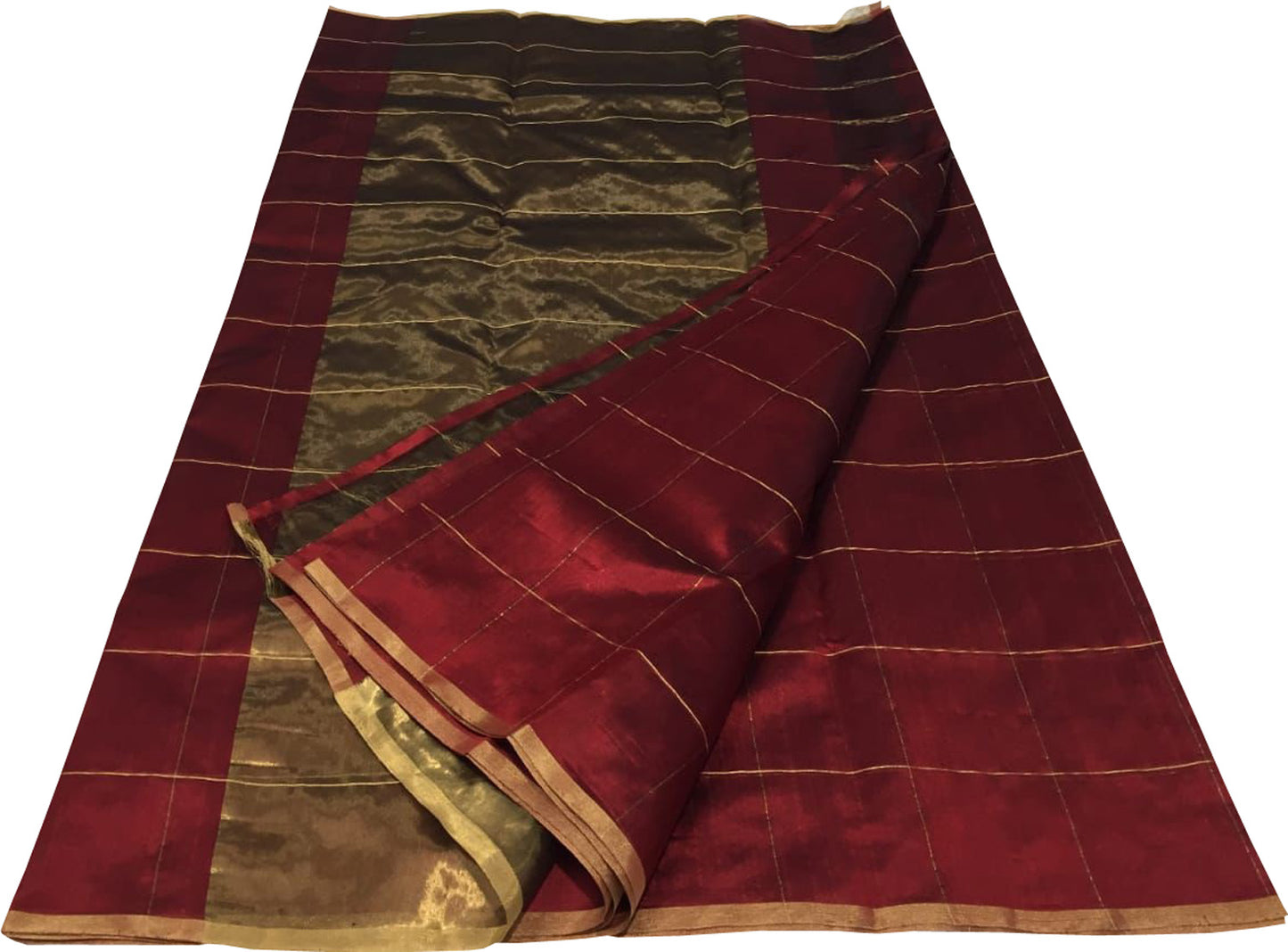 Elegant Maroon Chanderi Pure Katan Silk Saree - Luxurion World