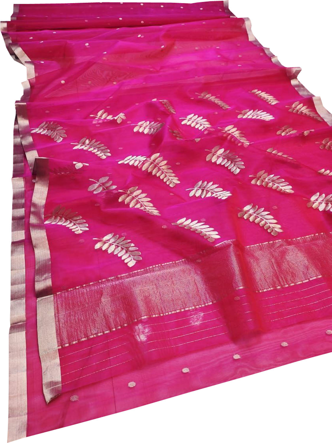 Beautiful Pink Chanderi Handloom Pure Katan Silk Saree - Luxurion World
