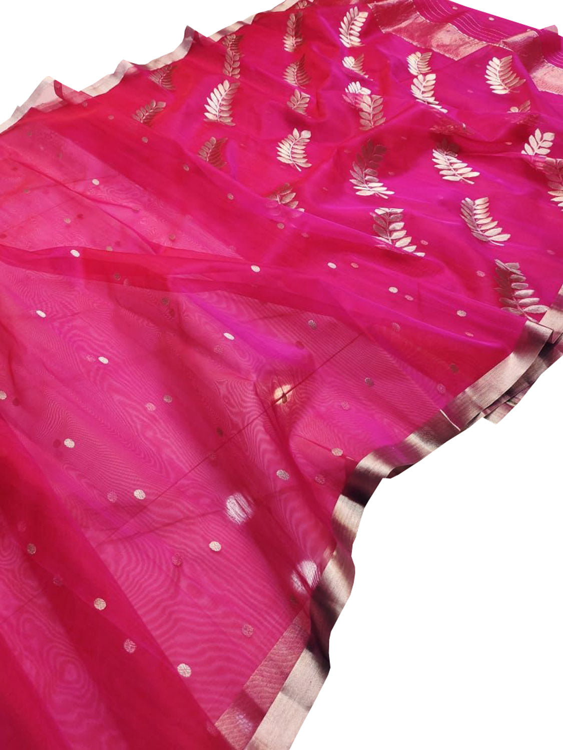 Beautiful Pink Chanderi Handloom Pure Katan Silk Saree - Luxurion World